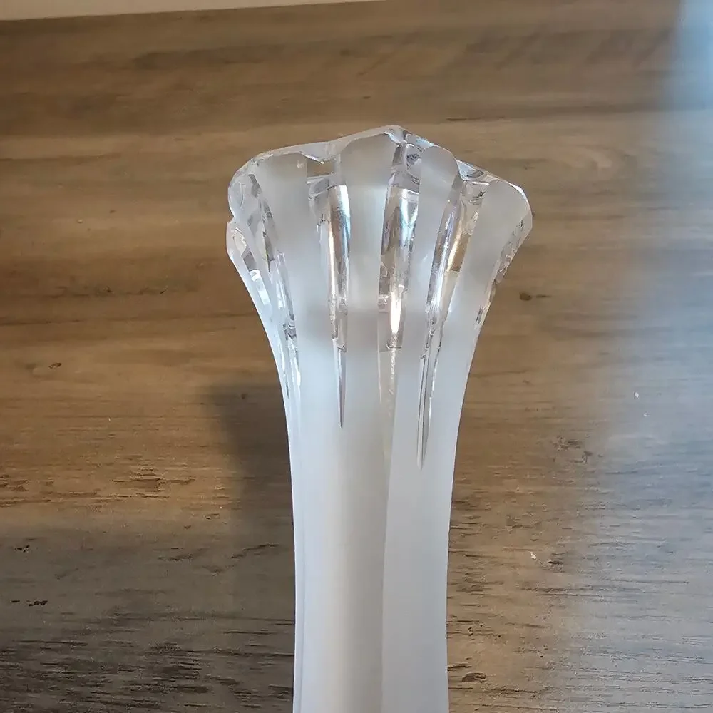 Vintage Polish Lead Crystal Tulip Candlestick Holder Taper 24% PbO Poland MCM